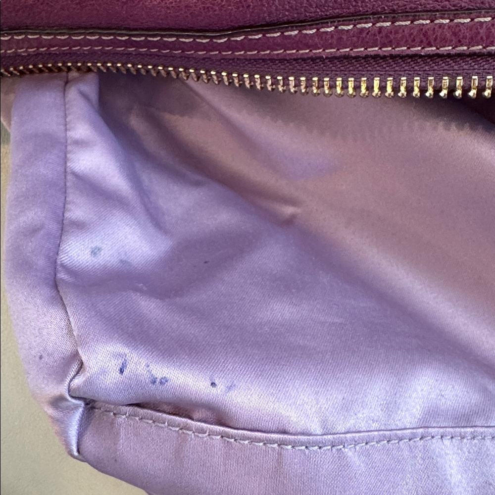 Coach Hamilton satchel in a rich plum with British tan trim and crossbody strap - Picture 6 of 10